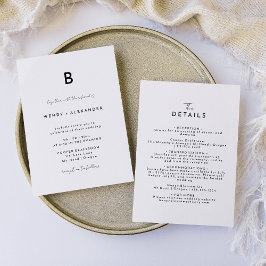 Invitación Detalles del Boda de monograma de escritura modern
