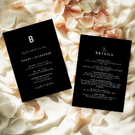 Invitación Detalles del Boda de monograma de escritura modern
