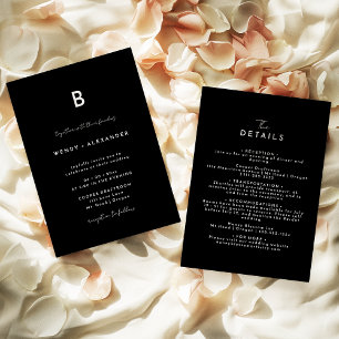 Invitación Detalles del Boda de monograma de escritura modern