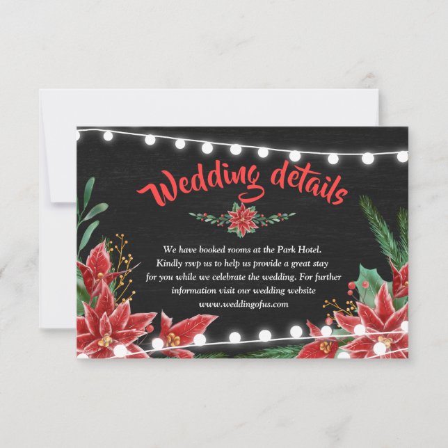Invitación Detalles del Boda de Navidades de Poinsettia Chalk (Anverso)