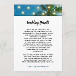 Invitación Detalles del Boda de Palm Lights Tropical Beach Sc