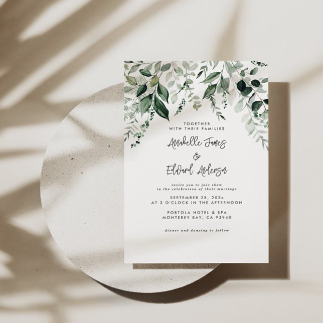 Invitación Detalles del Boda de presupuesto eucalipto, moda d (Subido por el creador)