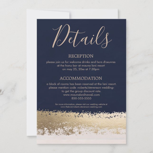 Invitación Detalles del Boda de Relieve metalizado dorado y M (Anverso)