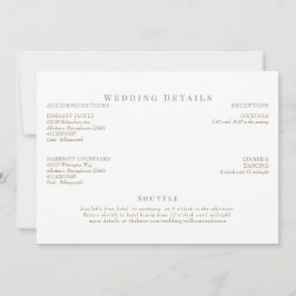 Invitación Detalles del Boda de texto blanco y dorado