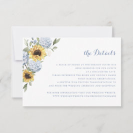 Invitación Detalles del Boda de vegetación de girasoles azul