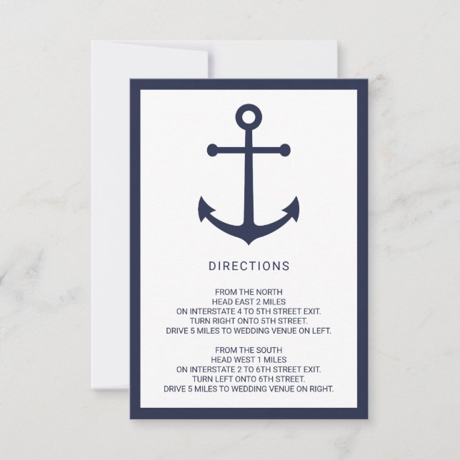 Invitación Detalles del Boda del Ancla Azul de la Marina Náut (Anverso)