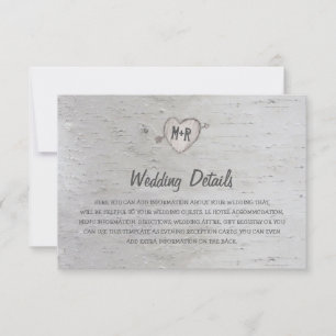 Invitación Detalles del Boda del árbol de birch plateado ruso