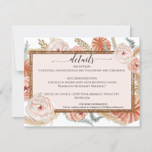 Invitación Detalles del Boda del Boho Deert Pampas