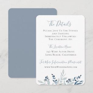 Invitación Detalles del Boda del follaje botánico azul turbio