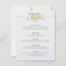 Invitación Detalles del Boda del follaje elegante del corazón