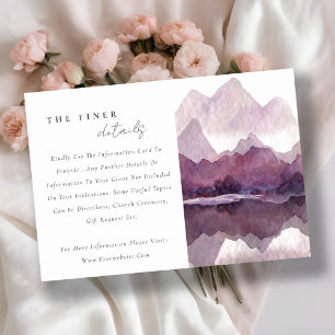 Invitación Detalles del Boda del lago Purple Watercolor Mount