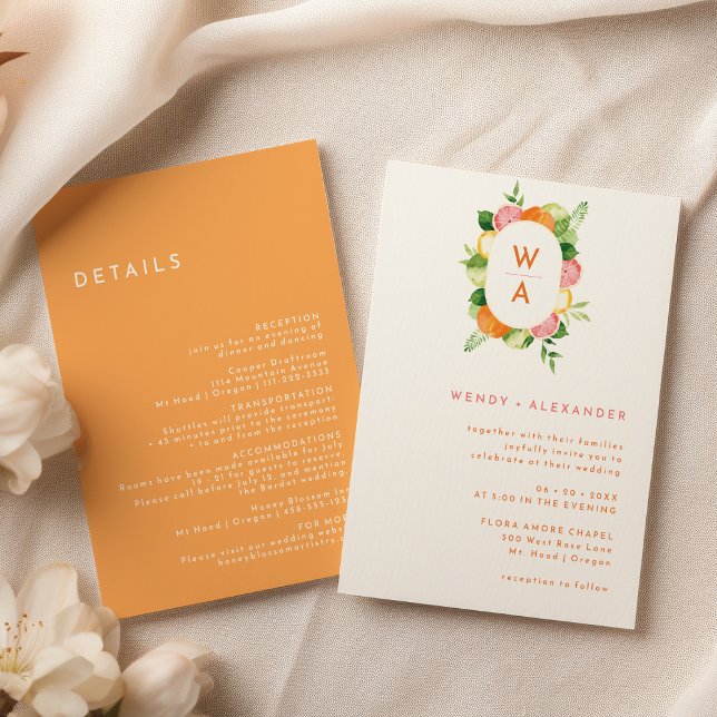 Invitación Detalles del Boda del Monograma de la acuarela del (Subido por el creador)