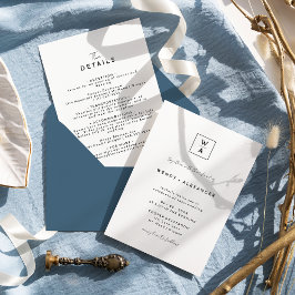 Invitación Detalles del Boda del Monograma de la escritura Bl