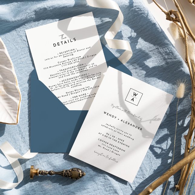 Invitación Detalles del Boda del Monograma de la escritura Bl (Subido por el creador)