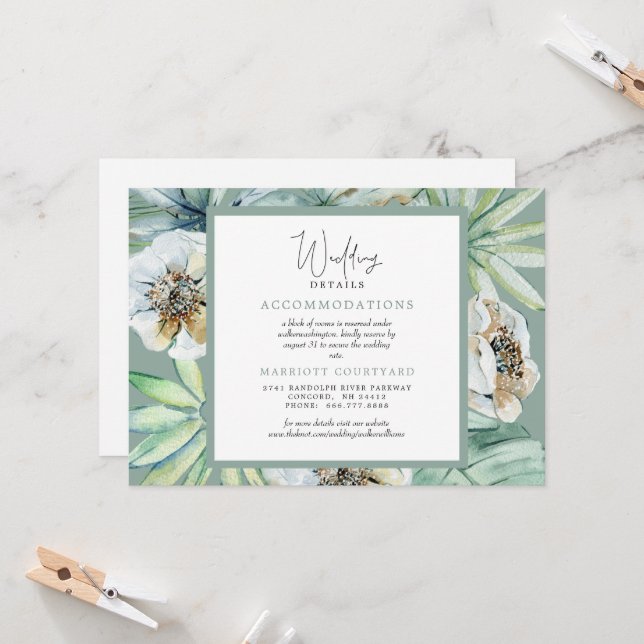 Invitación Detalles del Boda del sabio simple del follaje tro (Anverso/Reverso In Situ)