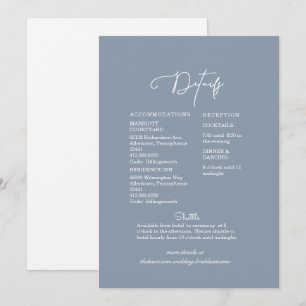 Invitación Detalles del Boda floral azul y blanco moderno