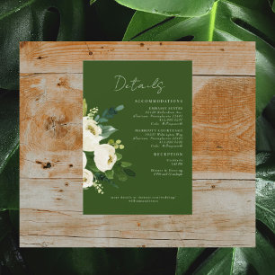 Invitación Detalles del Boda floral blanco verde
