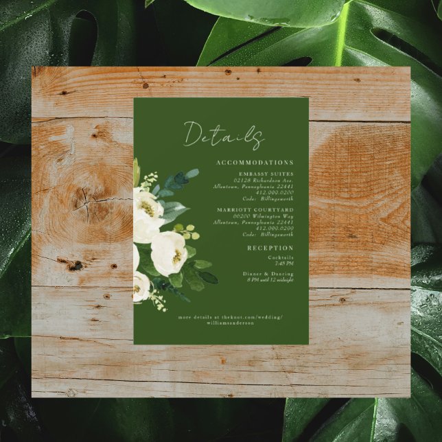 Invitación Detalles del Boda floral blanco verde (Subido por el creador)