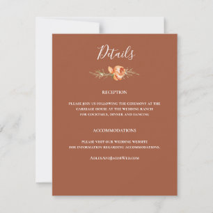 Invitación Detalles del Boda Floral Boho Terracotta