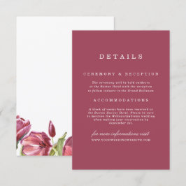 Invitación Detalles del Boda Floral de Borgoña y Coppies