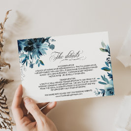 Invitación Detalles del Boda floral de la marina celeste Inse