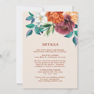 Invitación Detalles del boda floral de terracota naranja quem
