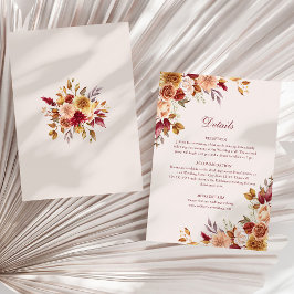 Invitación Detalles del Boda floral de Terracotta Naranja que