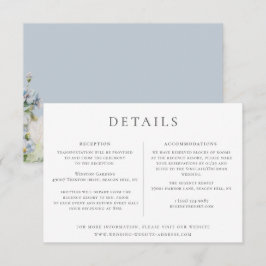Invitación Detalles del Boda Floral Dusty Blue Garden