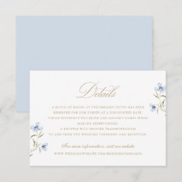 Invitación Detalles del Boda Floral Elegante Dusty Blue Gold