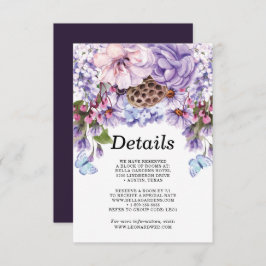Invitación Detalles del Boda Floral Purple Watercolor