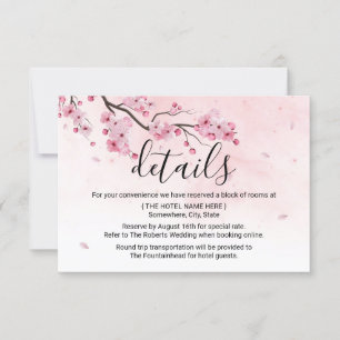 Invitación Detalles del Boda floral rosa acuarela