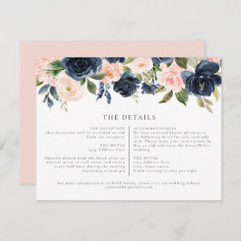 Invitación Detalles del Boda floral Rubor de la Marina Románt