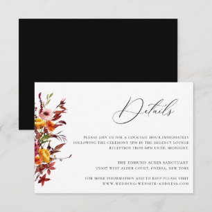 Invitación Detalles del Boda floral rustico de follaje otoñal
