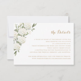 Invitación Detalles del Boda Floral White Hydrangea Greenerat