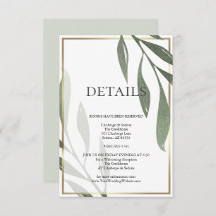Invitación DETALLES DEL boda   Foliage de aceitunas verdes de