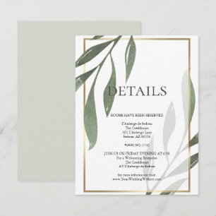 Invitación DETALLES DEL boda   Foliage de aceitunas verdes de