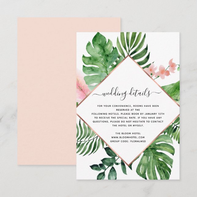 Invitación Detalles del Boda geométrico de la acuarela de la  (Anverso / Reverso)