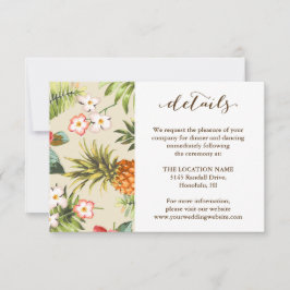 Invitación Detalles del Boda hawaiano de piña con hojas tropi