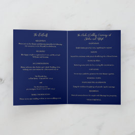 Invitación Detalles del Boda indio Blue Gold Peacock, program