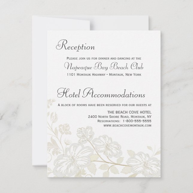 Invitación Detalles del boda Insertar Pozo floral vertical-bl (Anverso)