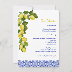 Invitación Detalles del Boda Limone I Italian Lemon & Blue Ti