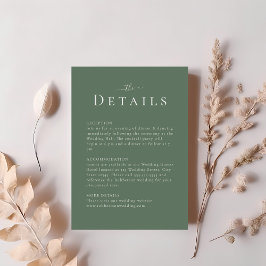 Invitación Detalles del Boda Minimalista moderno y verde oscu