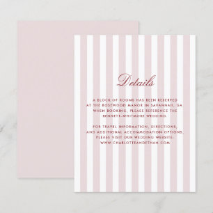 Invitación Detalles del Boda moderno de bandas verticales ros