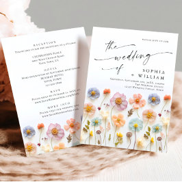 Invitación Detalles del Boda Pastel Pink Boho Wildflowers