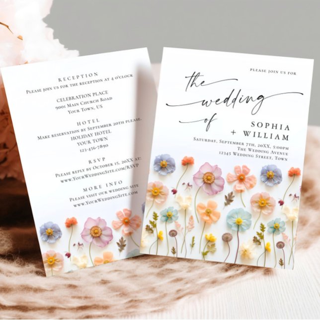 Invitación Detalles del Boda Pastel Pink Boho Wildflowers (Subido por el creador)