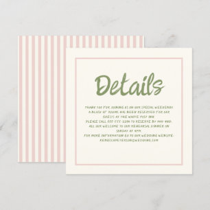 Invitación Detalles del Boda Pastel Retro de escritura a mano