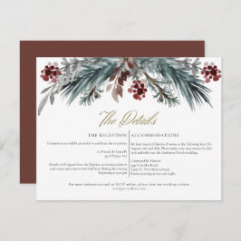 Invitación Detalles del Boda Pine de NOEL Rustic Winter Navid