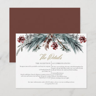 Invitación Detalles del Boda Pine de NOEL Rustic Winter Navid