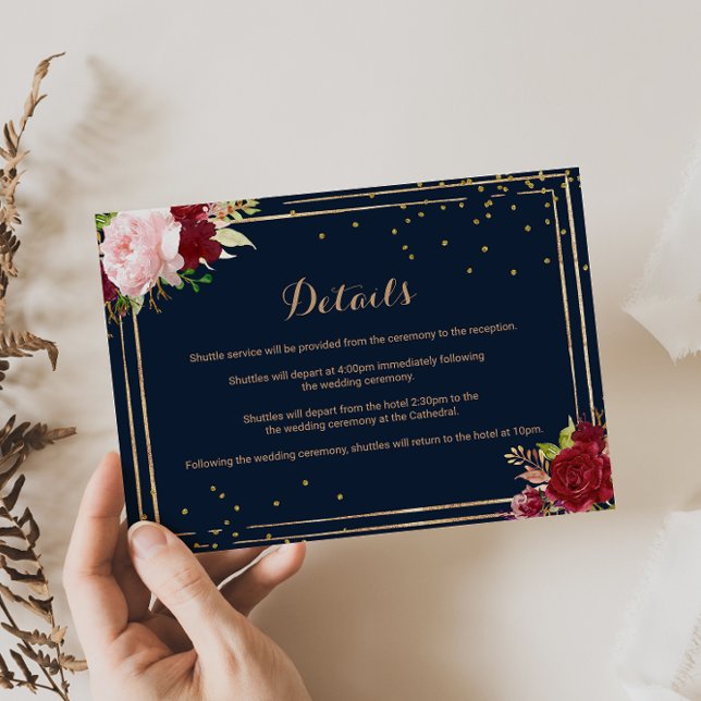 Invitación Detalles del Boda rojo y oro geométrico Insertar t (Subido por el creador)