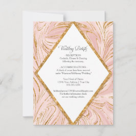 Invitación Detalles del Boda rosado de Rubor Gold Marble Rosa